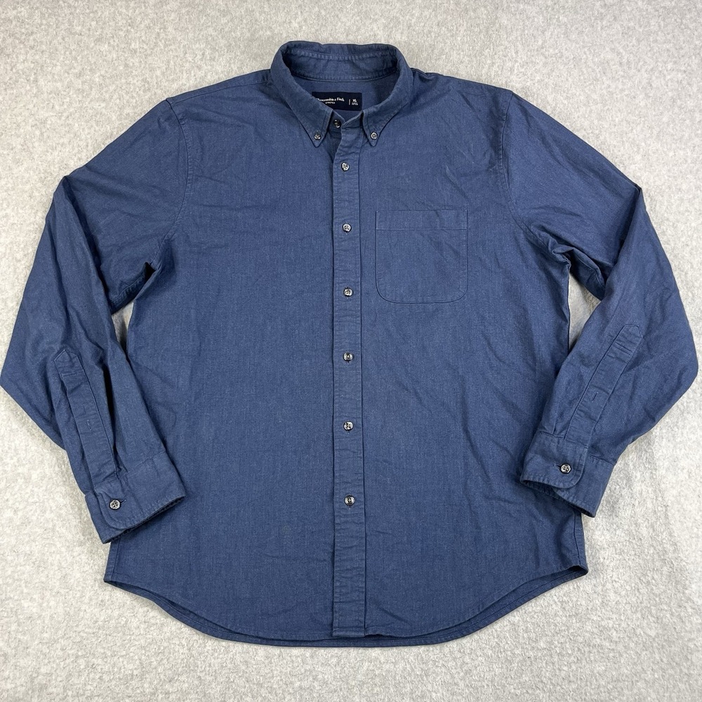 Abercrombie & Fitch Slub Flannel Shirt Mens XL Blue Mid Weight Layer Long Sleeve